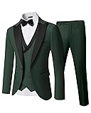 YND Men's 3 Piece Slim Fit Wedding Tuxedo Set, Peak