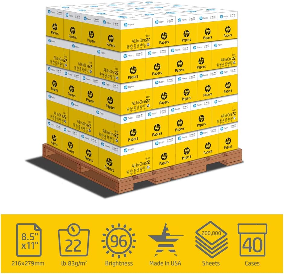 HP Printer Paper 8.5x11 AllInOne 22 lb 1 Ream 500 Sheets 96 Bright Made in USA FSC Certified Copy Paper HP Compatible 207010R: Home Improvement