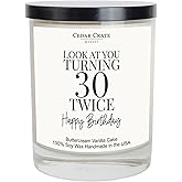 Cedar Crate Market 60th Birthday Gifts for Women Men, Happy 60th Birthday Decorations Candles Gift for Her Him, Funny 60 Years Old Ideas, Buttercream Vanilla Scented Soy Wax, Handmade in USA