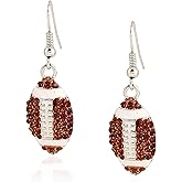 QIAOLEHUI Alloy Rhinestone Football Rugby Earrings for Women Party Jewelry Dangle Drop Stud Earrings Sparkling Sports Fan Game Day Accessories