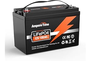 LITIME Ampere Time 12V 100Ah Lithium LiFePO4 Battery with Built-in 100A BMS, 4000-15000 Deep Cycles Lithium Batteries, Fast Charging & 10-year lifetime Perfect for Trolling Motor, RV, Solar, Off-grid