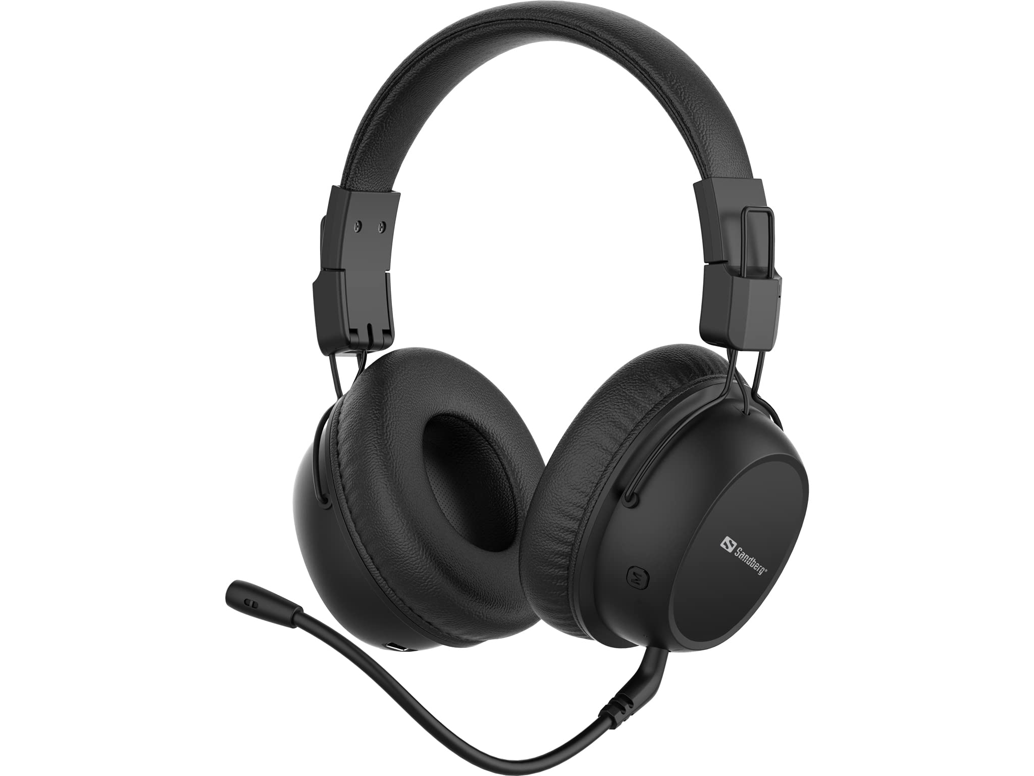 Sandberg Bluetooth Headset ANC FlexMic | Bluetooth Headset with Microphone | Bluetooth 5.1 | Active Noise Cancellation | Foldable, Rechargeable Headphones | Padded, Wireless Headset | 13 H Play Time