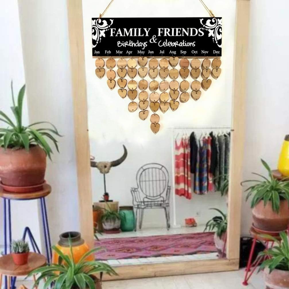 VALICLUD 102pcs DIY Birthday Reminder Board Hanging Family Birthday Plaque Sign Wooden Wall Calendar with Tag Rope for Anniversary Important Events - Image 4
