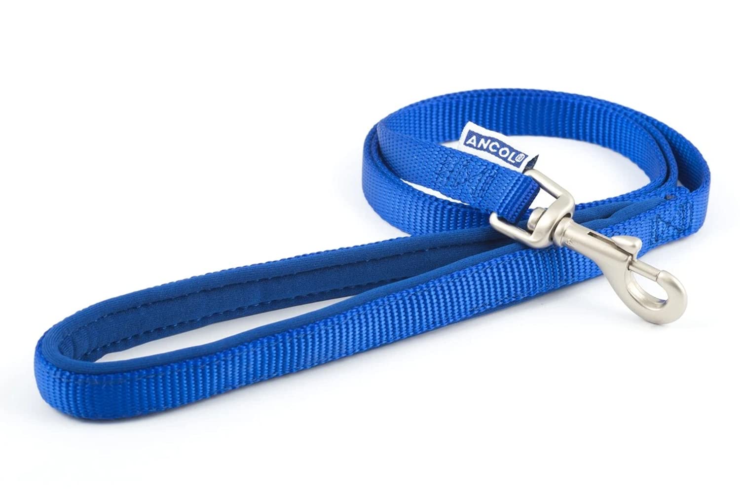 Ancol Padded Nylon Dog Lead with Comfort Handle - Blue Durable Walking Accessory for Dogs Puppies - 1.8 m x 25 mm