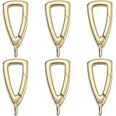 SUNNYCLUE 1 Box 6Pcs Real 18K Gold Plated Brass Triangle Spring Clip Metal O Ring Clasp Bracelet Necklace Closures Connector Snap Buckle Rings with Hoop for Jewelry Making DIY Crafting Accessories