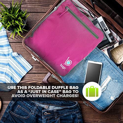 Bago 60L Sports & Travel Duffle Bag - Foldable Weekender Bag For Women & Men - Lightweight waterproof Shoe Pocket (Pink) 6 Bago 60L Sports & Travel Duffle Bag - Foldable Weekender Bag For Women & Men - Lightweight waterproof Shoe Pocket (Pink)