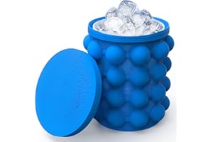 ALLADINBOX Ice Cube Mold Ice Trays, Large Silicone Ice Bucket, (2 in 1) Ice Cube Maker, Round,Portable (Dark blue)