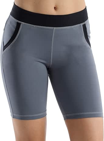 Rocorose Women's High Waist Yoga Shorts - Tummy Control 4-Way Stretch Workout Running Shorts With Side Pockets