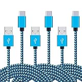 USB Type-C Cable, FiveBox 6Ft 3 Pack Nylon Braided USB-C Fast Charging Cord for Google Pixel XL, Nexus 6P 5X, LG G5 V20, HTC 10, Huawei P9/P9 Plus, OnePlus 2/3, Honor 8-Blue