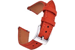 PTFULUOS Premium Soft Hybrid (Leather and Sailcloth) Watch Bands for Men Women,18mm 20mm 22mm Multiple Sizes Quick Release Replacement Watch Straps