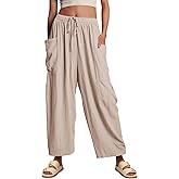 YKR Wide Leg Pants Woman Casual Loose Lightweigt Beach Palazzo Harem Pants Flowy Pants 2025