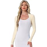Allegra K Elegant Shrugs for Women's Long Sleeve Cotton Knit Open Front Bolero Shrug