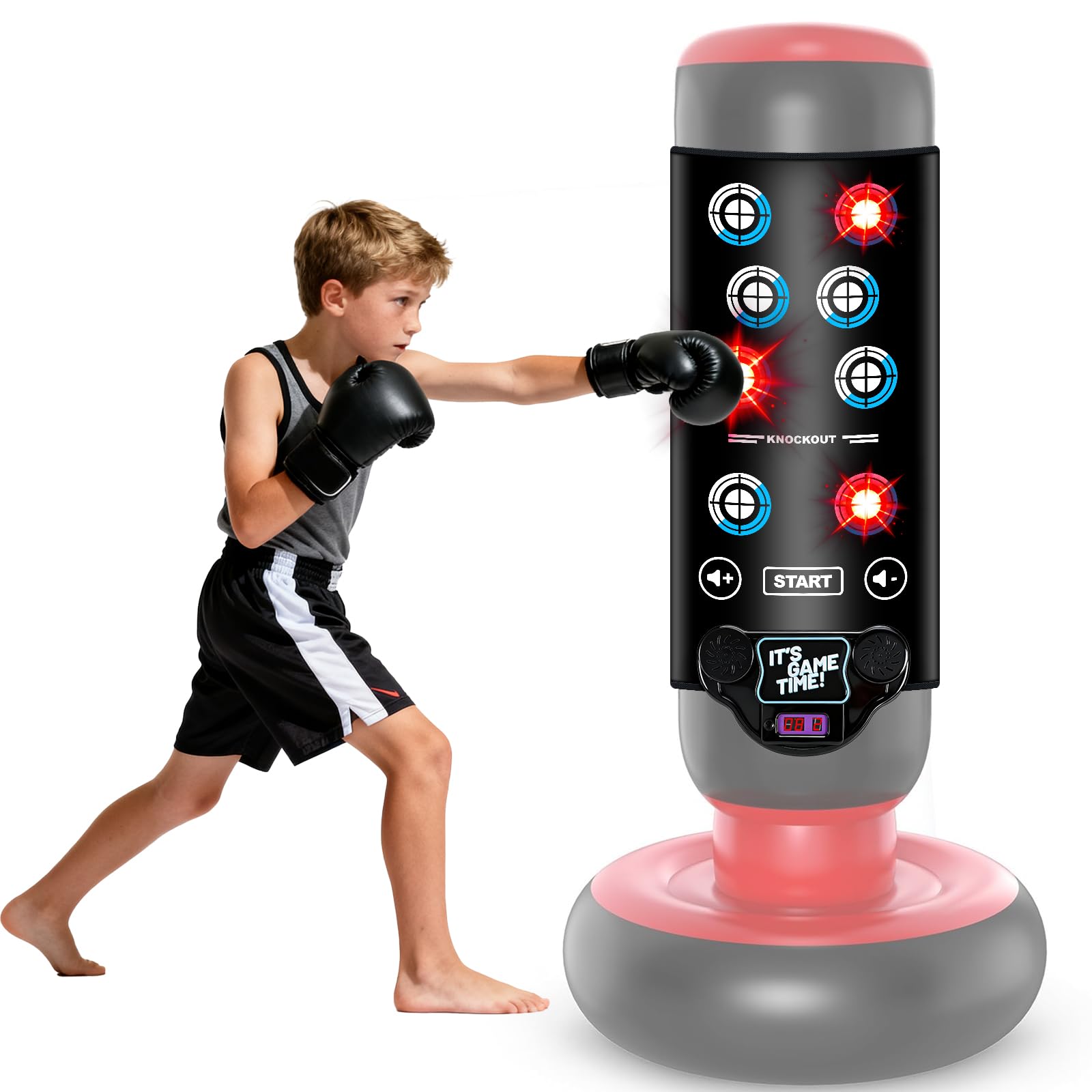 Photo 1 of Interactive Punching Bag Boxing Music Pad, 6-Level Mode Punching Target Game with LED Lights and Score Display