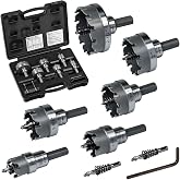 Klein Tools 31873 Heavy-Duty Hole Cutter Kit, 8-Piece | Includes Carbide Hole Cutters and 2 Pilot Bits in Rust-Proof Molded Plastic Case