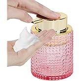 Fvstar Glass Foaming Soap Dispenser,10oz Refillable Bathroom Foam Hand Soap Dispenser for Bathroom Countertop Kitchen (1, Pink)