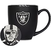 Rico Industries NFL Football 15oz Matte Black Bistro Mug - For Hot or Cold Drinks - Team Logo Etched For Unique Feel