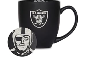 Rico Industries NFL Football 15oz Matte Black Bistro Mug - For Hot or Cold Drinks - Team Logo Etched For Unique Feel