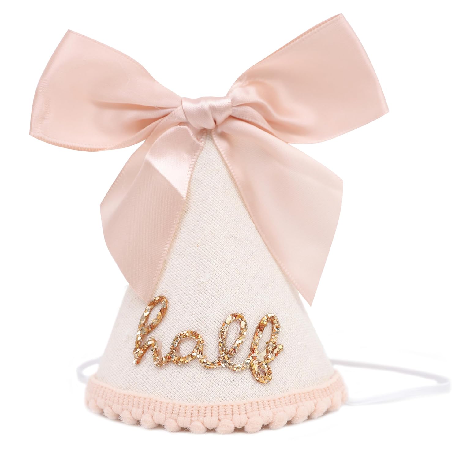 Half Birthday Hat for Girls, Pink Cone 1/2 Birthday Hat with Bow, Cute 6 Months Decorations for Party Photo Prop Supplies