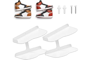 HANDSONIC 2 Pcs Floating Shoe Display Shelves for Wall Mount,H-Type Sturdy Levitating Shoe Wall Shelf,Sneaker Holders Rack for Shoes Collectors Advertising Exhibition Shoe Store Show Shoe Shelf for Wall White
