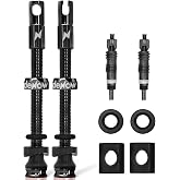RideNow Tubeless Presta Valve Stems, 65mm Super Light Alloy Presta Tubeless Valve Stem Kit with Valve Core Remover Tool and Valve Stem Caps, Multiple Color and Size Options(Pair),Black
