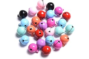 50 Pcs Jingle Bells Christmas Crafts Bells,iKammo 14mm Small Bells DIY Bells for DIY Bracelet Anklets Necklace Knitting/Jewelry Making(Colorful,50pcs)