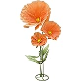 HDOOMN 3Pcs Artificial Flowers for Outside, Large Flower Decorations for Birthday Party, Fake Flowers for Garden, Hotel, Office, Home Farmhouse Decor, Wedding, Art Gallery, Graduation, Store-Orange