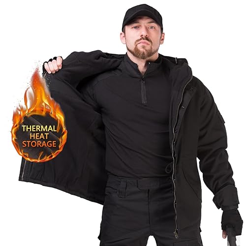 HAN·WILD Men's Military Jacket Tactical Winter Coats Fleece Hooded