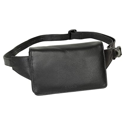 Luxus Leder Gürteltasche Bauchtasche Hüfttasche Voll-Leder Ausstattung schwarz
