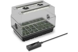 AC Infinity Heavy-Duty Humidity Dome with Full Spectrum LED Grow Light Bars, Samsung LM301H EVO Diodes, 3mm Thickest Dome and 5x8 Trays, Vent Extension Panels, for Seed Starting and Propagation