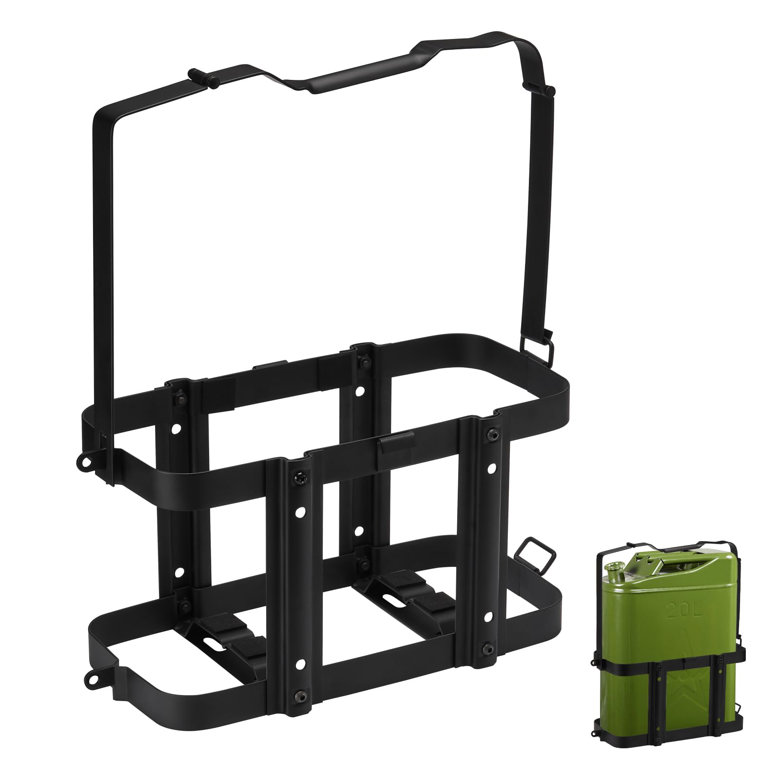 Photo 1 of Mayouko Lockable Jerry Gas Can Holder Rack, 5 Gallon / 20 Liter Steel Jerry Can Mount Brackets, Metal Fuel & Gasolina Container, Detachable Carrier Mount, Only Holder Rack, Gas Can not Included