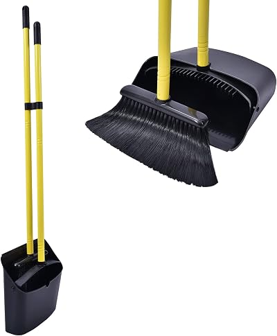 Jekayla Long Handled Dustpan and Brush Set 54” Extendable Telescopic Pole Black