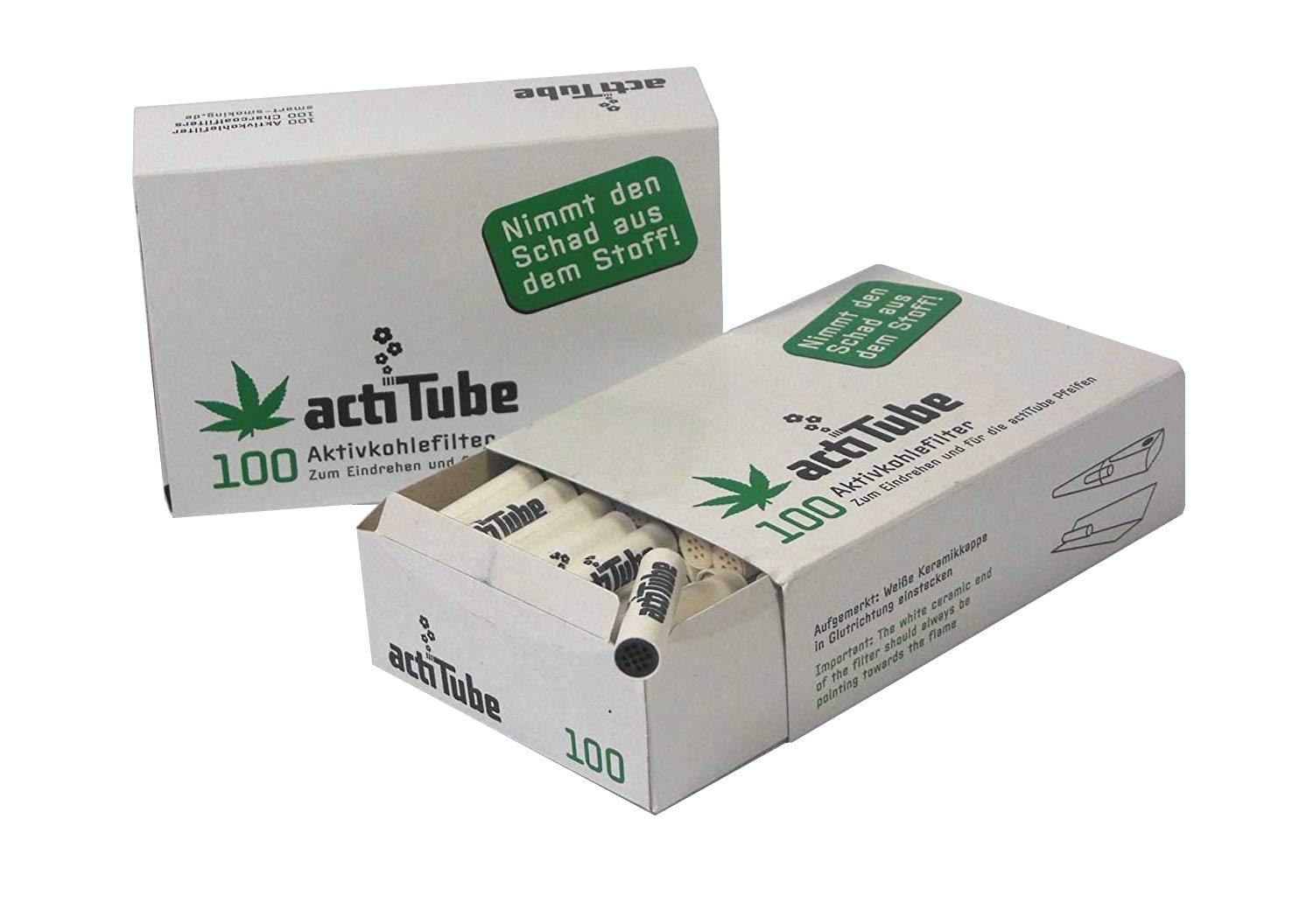 ActiTube Activated Carbon Cigarette Filters 2x9mm Box of 200 - White & Black - One Size