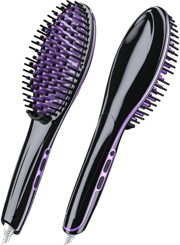 Hair Straightener Brush, InstaMagic Professional Heated Ceramic Hair Straightening Brush Anti Scald, Static with MCH Heating Technology – Turn Your Curls to Silky Straight Instantly