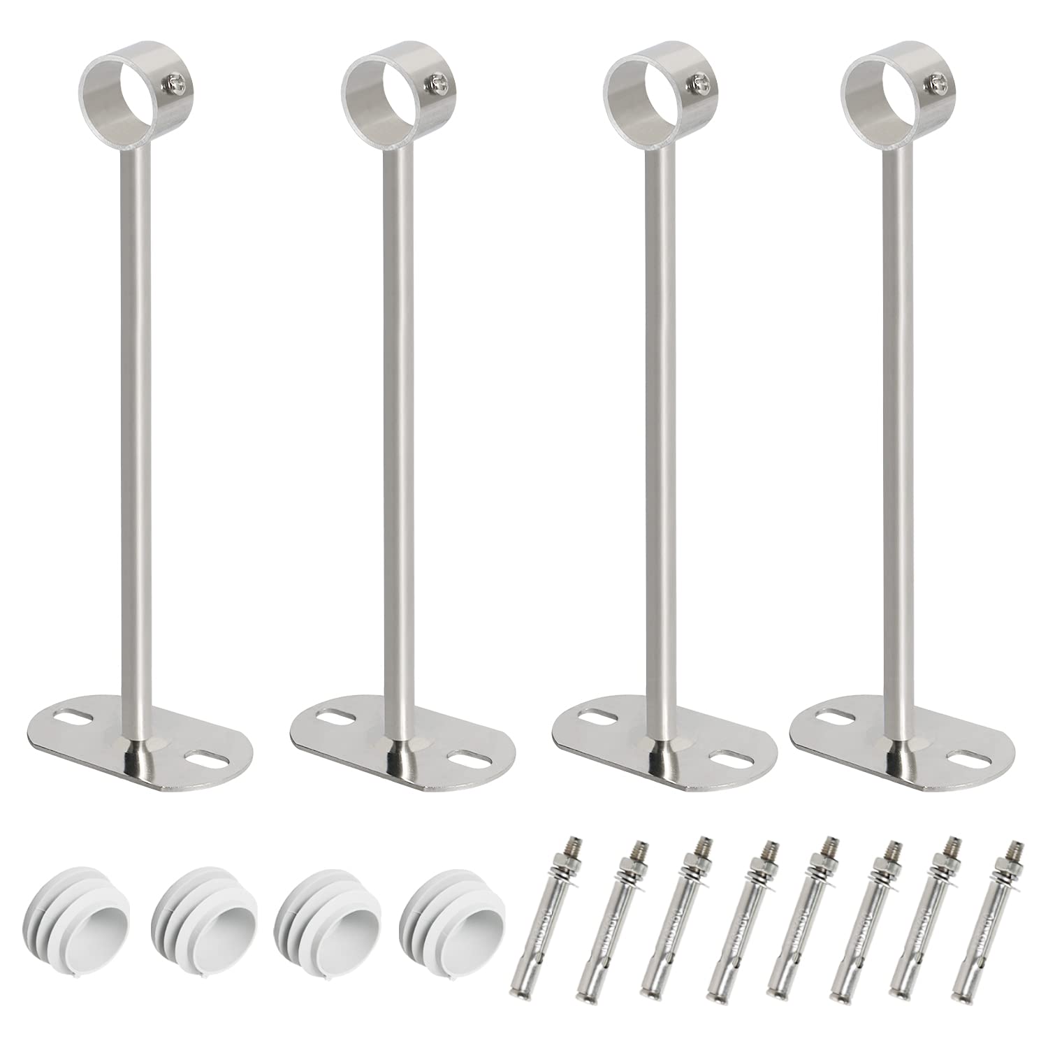 Aopin 4Pcs Ceiling Mount Bracket pipe hole diameter 25 mm (1"), length 250mm, clothes rail mounting bracketcurtain rod flange socket, handrail mounting bracket