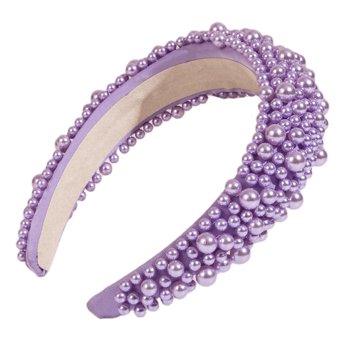 scicent Head Bands Adult Women Pearl Headband Faux Pearl Hairbands Bridal Padded Headbands Purple 16807 — image 1