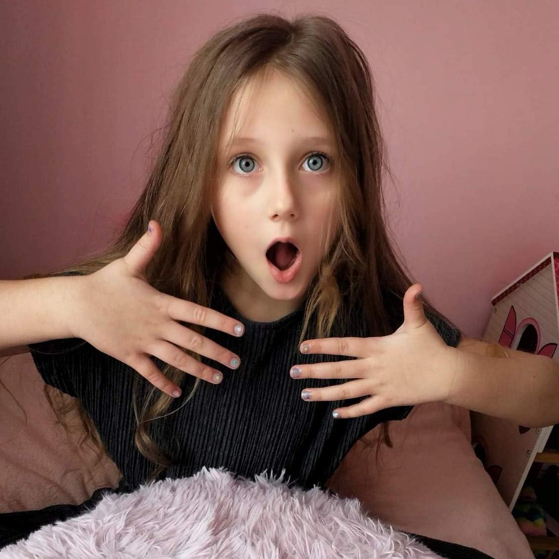 MISS NELLA SUGAR HUGS – Safe Special Pink Glitter Nail Polish for Kids, Non-Toxic & Odor Free Formula for Children and Toddlers, Natural Water Based for Easy Peel Off