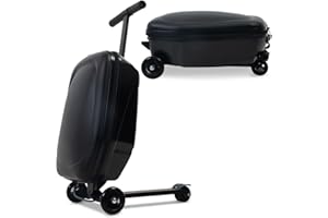 20" Scooter Suitcase for Kids, 2-in-1 Ride on Luggage with Wheels for Boys & Girls Ages 5-18, Foldable Hardshell Carry on Lig