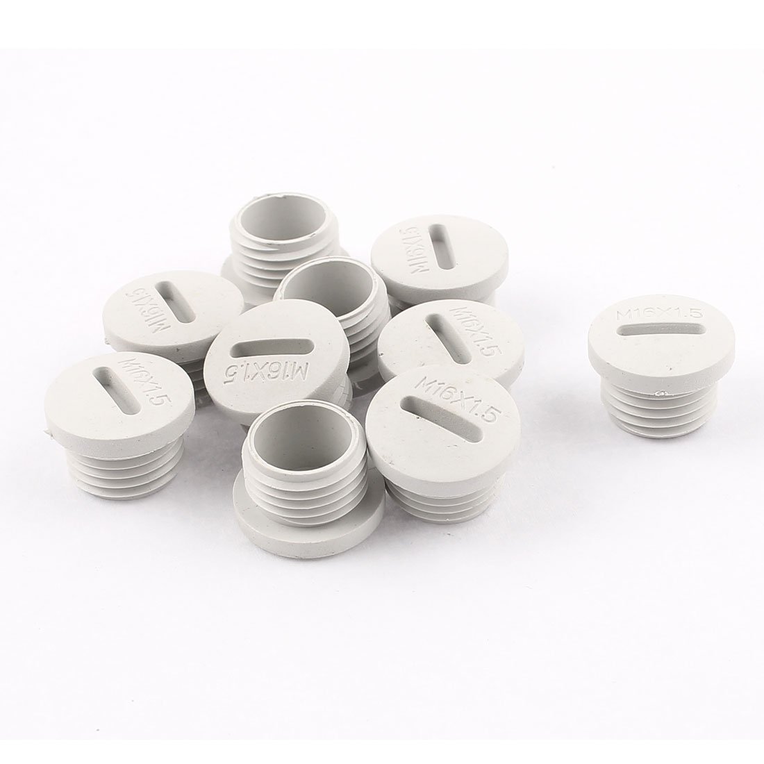 Sourcingmap 10pcs Grey Nylon Round Head Blanking Cap End Threaded M16 x 8mm