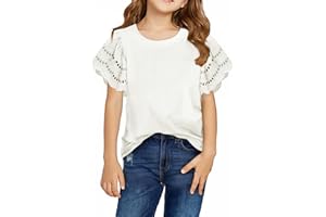 DOKOTOO KIDS Girls Summer Shirts Crewneck Ruffled Short Sleeve Blouse Tops Size 6-15 Years