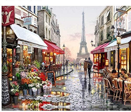 OKOUNOKO Jigsaws Puzzles 1000 Pieces For Adults 3D Paris Flower Street Landscape Diy Modern Art Assembling Wooden Personalised Jigsaw fun game