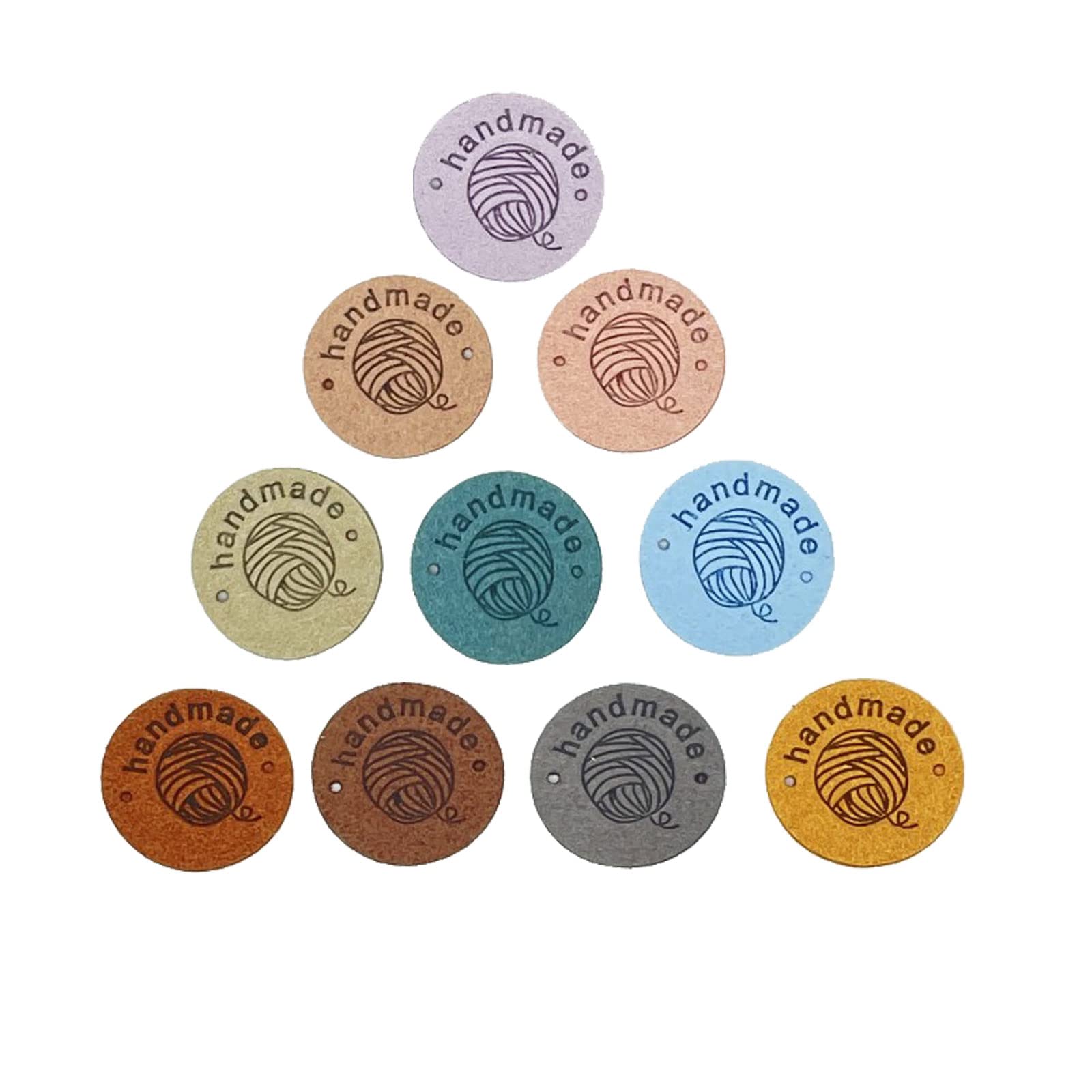 40 Pcs PU Leather Label Faux Leather Handmade Sew on Tag Label Handmade Embossed Tag for DIY Jeans Bags Shoes Hat(YMX, 10c)