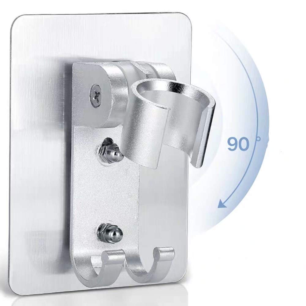 Strong Adhesive Shower Head Holder & Wand Mount, 2 Hanger Hooks, Better Than Suction Cups