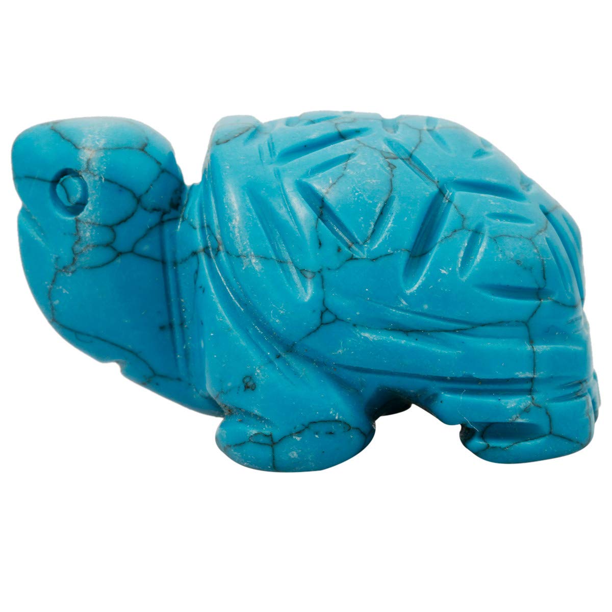 mookaitedecor Blue Howlite Turquoise Crystal Turtle Tortoise Statue Sculpture, Small Healing Stone Turtle Gift Reiki Pocket Gemstone Lucky Charm Ornament Desk Decor Figurines 1.5 Inch
