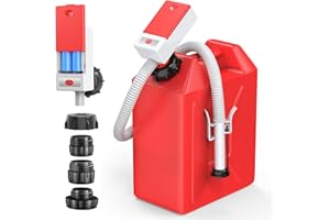 TINRIEF Automatic Fuel Transfer Pump with Auto Stop Sensor Overfill Protection, Fast and Safe Portable Gas Can Pump with 3 Can Adapters & 51'' Extra Long Hose for Oil, Diesel, Gasoline