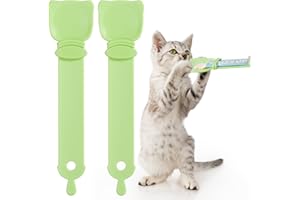OKAMMY Cat Treat Squeeze Spoon Dispenser - Multifunctional Lickable Wet Cat Treat Dispenser for Cat Liquid Snack Cat Feeding Food Storage and Easy Hanging Cat Food Feeding Spoon (2 green)