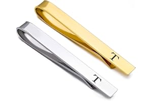 GWD Stainless Steel Tie Clips for Men Personalized Initial Tie Clip Classic Tie Bar Set