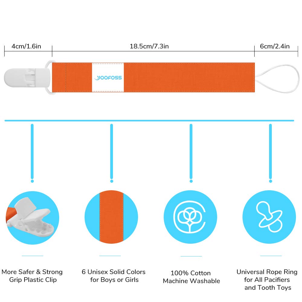 YOOFOSS Pacifier Clip for Boys and Girls 6 Pack Solid Color Pacifier Holder Fits All Pacifiers & Teething Toys Modern Unisex Baby Gift : Baby