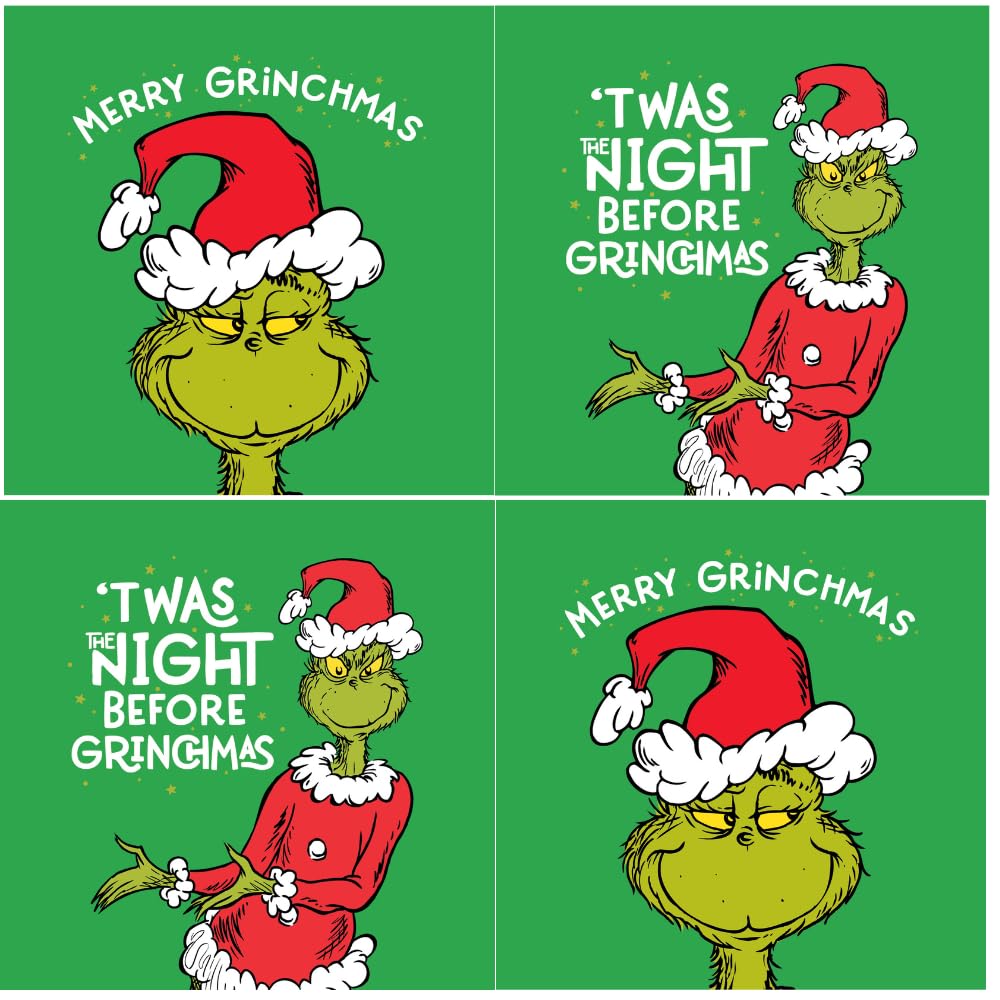 Official The Grinch Christmas Card Pack, 12 Cards, 2 Different Designs, GXXB3