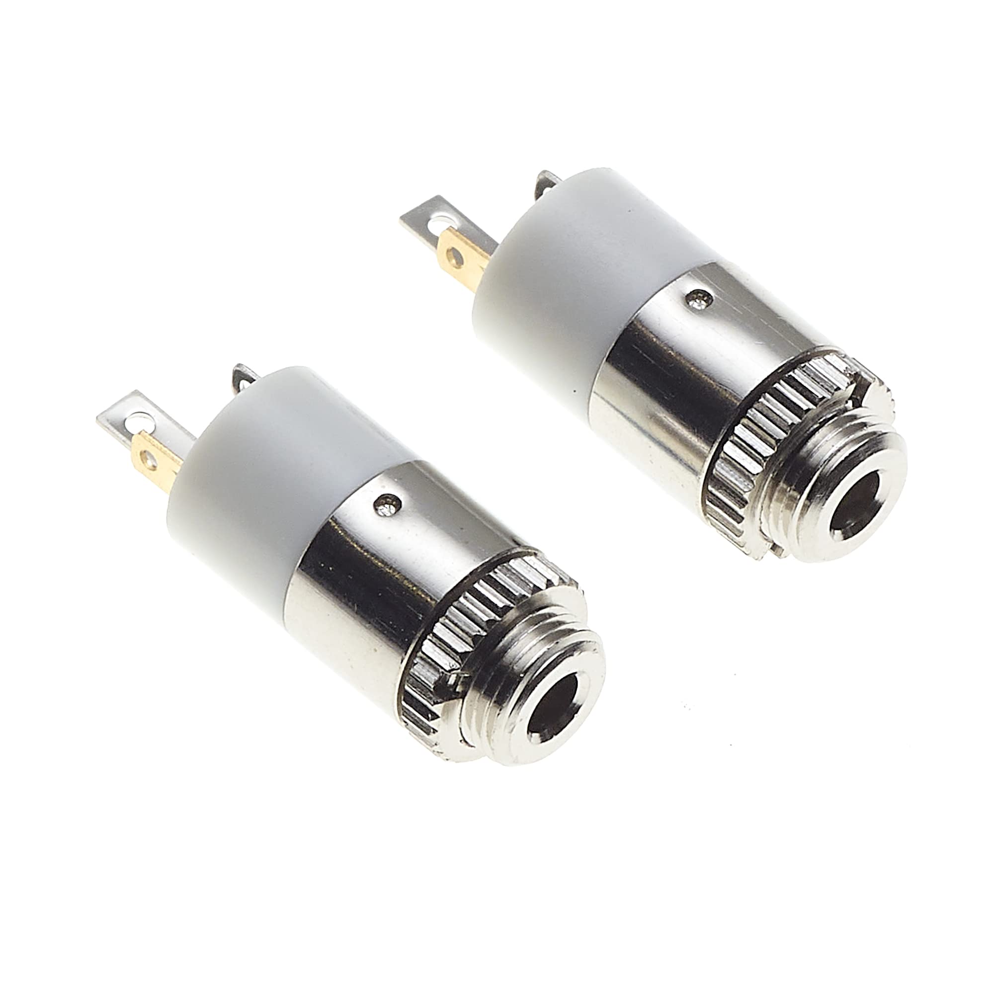 Keple 2.5mm Jack Socket, Stereo, Chassis - Panel Plating Mount Solder Connector With 2 Terminals And Locking Nut, For Headphones Audio - Pack Of 2