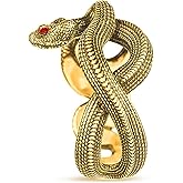 HAIXIAN Unisex Cool Wrap Snake Ring,Retro 14K Yellow Gold Plated Punk Gothic Cocktail Party Biker Snake Animal Ring for Men Women